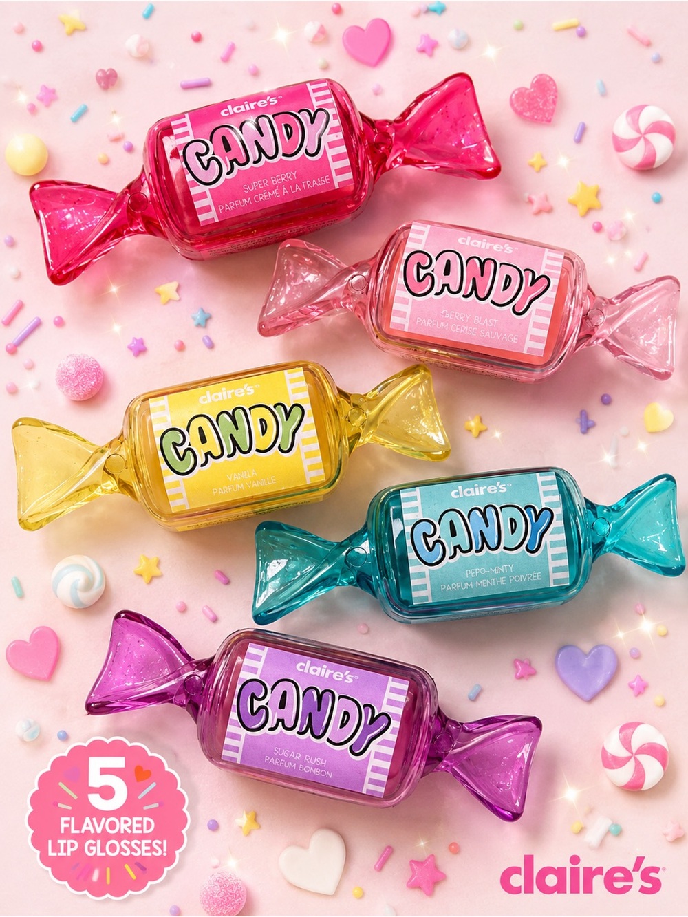 Claire’s 🍬Candy Lip Gloss Set NWT | 5 Flavored Lip Glosses - Candy-Shaped